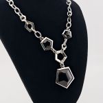 JOOP! Silber Halskette mit Rauchquarz, geometrisches Design um 2000