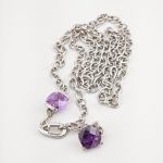 JOOP! Silber Halskette mit lila Solitärsteinen