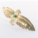 Silberbrosche mit Türkis, Vogelmotiv – Mid-Century