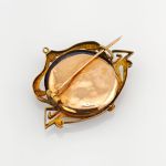 Jugendstil Brosche Gold mit Lapislazuli & Spinell