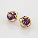 Ohrstecker aus Gold mit violetten Amethysten