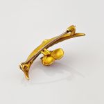 Florale Jugendstil-Brosche aus Gold mit Emaille und Saatperle