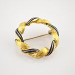 Vintage-Brosche aus Gold mit Emaille