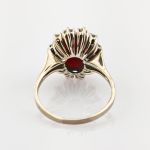 Weißgold Ring mit Korallen-Cabochon und Diamanten