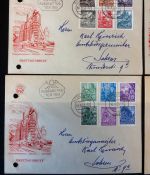DDR 1953, MiNr. 362-379 FDC - Fünfjahresplan (I) auf 4 Ersttagsbriefen