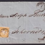Altdeutschland Württemberg - MiNr. 12 EF - 3 Kreuzer orange auf Brief