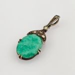 Art Deco Anhänger mit Chrysopras und Markasiten