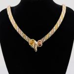 Vergoldetes Silberarmband, Kette und Ohrringe