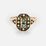 Goldring mit feinen Smaragden und Perlen