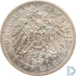 BADEN, 5 Mark 1913 G, Großherzog Friedrich, J.33, Silber
