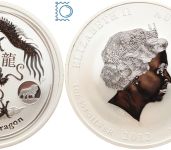 Australien Lunar II 2012 Dragon, Privy Mark Löwe, BU - 1 Oz in Kapsel