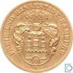 Kaiserreich, 10 Mark Hamburg 1873 B, Stadtwappen, J.206