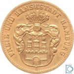 Kaiserreich, 10 Mark Hamburg 1874 B, Stadtwappen, J.206