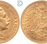 Kaiserreich, 10 Mark Preussen 1894 A, Kaiser Wilhelm II. (1888-1918), J.251