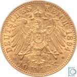 Kaiserreich, 10 Mark Preussen 1894 A, Kaiser Wilhelm II. (1888-1918), J.251