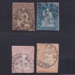 SCHWEIZ 1854 - MiNr. 13-16 gestempelt, Sitzende Helvetia Strubeli