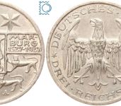 Weimar 3 Mark 1927 A, 400 Jahre Universität Marburg, J.330, Silber