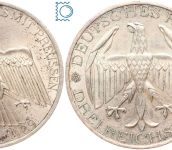 Weimar 3 Mark 1929 A, Vereinigung Waldecks mit Preußen, J.337