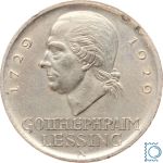 Weimar 5 Mark 1929 A, Gotthold Ephraim Lessing, J.336, Silber
