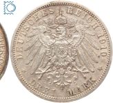 Sachsen-Weimar-Eisenach, 3 Mark 1910 A Großherzog Wilhelm Ernst Hochzeit Feodora
