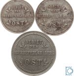 Oberbefehlshaber Ost, 1, 2, 3 Kopeken 1916 - original Kursmünzen