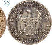 Weimar 5 Mark 1927 A, Universität Tübingen, J.329, Silber