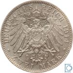 BAYERN, 2 Mark 1914 D, König Ludwig III., Silber, Jäger 52