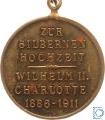 WÜRTTEMBERG 1911 tragbare Medaille Wilhelm II. & Charlotte a. die Silberhochzeit