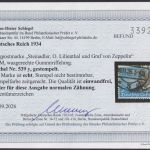 Deutsches Reich, MiNr. 539 y gestempelt, Attest geprüft Schlegel BPP