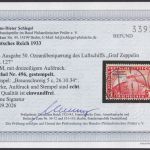 Deutches Reich MiNr. 496 gestempelt, Chicagofahrt Zeppelin, geprüft Schlegel BPP