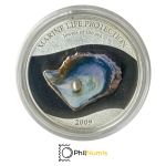 Palau 5 Dollar 2009 - Marine Life Protection - Perlmuschel mit Perle - Silber PP