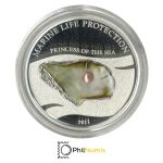 Palau 5 Dollar 2011 - Marine Life Protection - Perlmuschel mit Perle - Silber PP