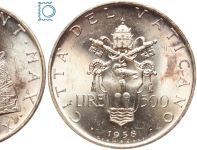 Vatikan, Vatikanstadt, 500 Lire 1958 - Pius XII., Anno XX - Silber