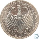 5 DM Freiherr von Eichendorff 1957 J - Silber Gedenkmünze - Jäger 391