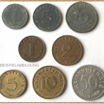 3. Reich 1937-43, 8 versch. Münzen 1, 2, 5, 10 und 50 Pfennig alle mit HK