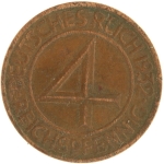 Weimarer Republik, 4 Pfennig 1932 A, Brüning-Taler ss-vz