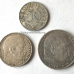3. Reich 1938-1942, 3 Münzen 50 Pfg, 2 und 5 RM alle mit HK