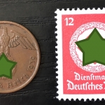 2 REICHSPFENNIG + BRIEFMARKE MIT HAKENKREUZ EICHENLAUB - DEUTSCHES REICH