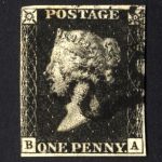 Großbritannien Nr. 1 gestempelt B-A - One Penny Black - vollrandig, erste Briefmarke der Welt