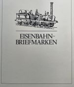 EISENBAHN Briefmarken Motivsammlung - in Lindner Ringbinder Grün - Lokomotiven