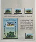 EISENBAHN Briefmarken Motivsammlung - in Lindner Ringbinder Grün - Lokomotiven