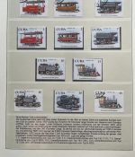 EISENBAHN Briefmarken Motivsammlung - in Lindner Ringbinder Grün - Lokomotiven