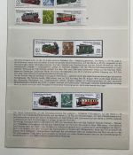 EISENBAHN Briefmarken Motivsammlung - in Lindner Ringbinder Grün - Lokomotiven