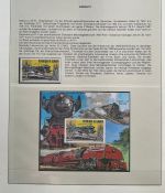 EISENBAHN Briefmarken Motivsammlung - in Lindner Ringbinder Grün - Lokomotiven