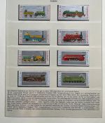 EISENBAHN Briefmarken Motivsammlung - in Lindner Ringbinder Grün - Lokomotiven