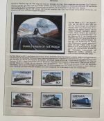 EISENBAHN Briefmarken Motivsammlung - in Lindner Ringbinder Grün - Lokomotiven