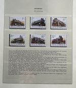 EISENBAHN Briefmarken Motivsammlung - in Lindner Ringbinder Grün - Lokomotiven