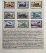 EISENBAHN Briefmarken Motivsammlung - in Lindner Ringbinder Grün - Lokomotiven
