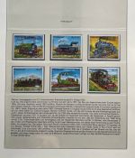 EISENBAHN Briefmarken Motivsammlung - in Lindner Ringbinder Grün - Lokomotiven