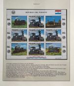 EISENBAHN Briefmarken Motivsammlung - in Lindner Ringbinder Grün - Lokomotiven
